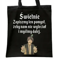 Torby i wózki na zakupy - Torba bawełniana czarna na zakupy 1670 Zapiszmy Ten Pomysł I Myślmy Dalej - miniaturka - grafika 1
