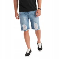 Spodenki męskie - Krótkie męskie spodenki jeansowe jasnoniebieskie Ombre OM-SRDS-0157 V2 XXL - miniaturka - grafika 1