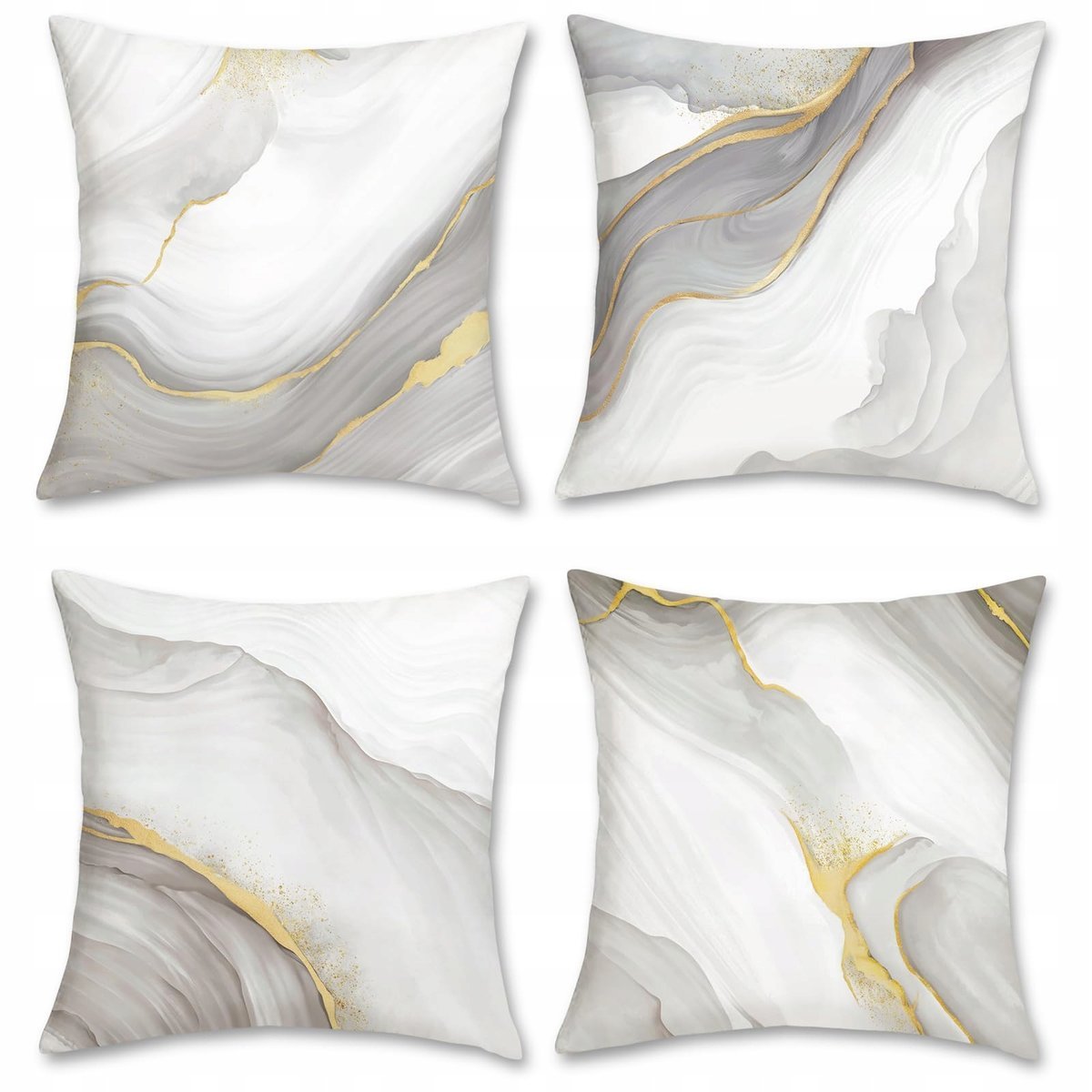 BONHAUSE Poszewki Marmur Szare Złote 45x45 cm Dekoracyjne