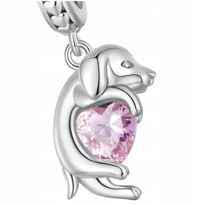 Charms Zawieszka CHarms Piesek z Sercem Srebro 925 Charmsy Trusky