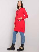 Bluzki damskie - Tunika plus size czerwony kaptur rękaw długi - miniaturka - grafika 1