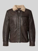 Kurtki męskie - Kurtka skórzana z owczej skóry nappa z kieszeniami zapinanymi na zamek błyskawiczny - miniaturka - grafika 1