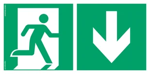 AE099 KIERUNEK DO WYJŚCIA EWAKUACYJNEGO W DÓŁ PRAWOSTRONNY, KS - FOLIA PODŁOGOWA FOTOLUMINESCENCYJNA; (800X400MM) - Systemy ekspozycyjne i znaki informacyjne - miniaturka - grafika 1