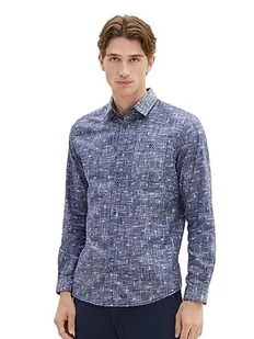 TOM TAILOR Męska koszula Poplin Regular Fit ze wzorem w kropki, 32319-Navy Off White Diamond Design, XXL - Koszule męskie - miniaturka - grafika 1