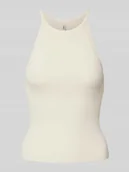 Koszulki i topy damskie - Top o kroju slim fit z drobnej dzianiny z mieszanki wiskozy model ‘GEMMA’ - miniaturka - grafika 1