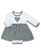 Body dla niemowląt - Niemowlęce sukienko-body na długi rękaw w pepitkę białe Nicol,r.56 - miniaturka - grafika 1