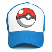 Czapki i chusty sportowe męskie - CZAPKA NIEBIESKA Z DASZKIEM DLA DZIECI PREZENT DLA FANA POKEMON POKEBALL WZ - miniaturka - grafika 1