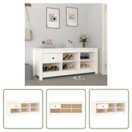 Szafki na buty - The Living Store Szafka na buty biała 110x38x45,5 cm lite drewno sosnowe - miniaturka - grafika 1