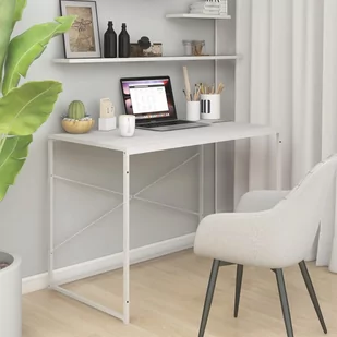 shumee Biurko komputerowe białe 110x60x70 cm płyta wiórowa - Biurka - miniaturka - grafika 1