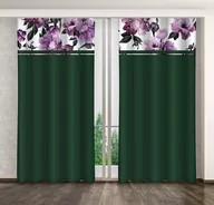 Zasłony - Zasłona Gotowa Na Żabki, 160X250, Zielona W Kwiaty, Zmk-037 - miniaturka - grafika 1