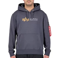 Bluzy męskie - ALPHA INDUSTRIES Męska bluza z kapturem Alpha Label Hoody, 136-szary/czarny, S - miniaturka - grafika 1