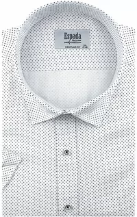 Koszule męskie - Espada Duża Koszula Męska Elegancka Wizytowa do garnituru biała w kropki z krótkim rękawem Duże rozmiary Espada N509 Koszula N509 - grafika 1