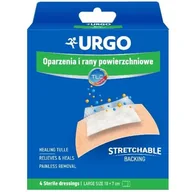 Apteczki i materiały opatrunkowe - BIO-PROFIL POLSKA SP. Z O.O. BIO-PROFIL POLSKA SP. Z O.O. URGO Na oparzenia i rany powierzchniowe, duże 4 sztuki - miniaturka - grafika 1