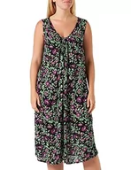 Sukienki - Kaffe Curve Plus Size Damska sukienka zmiany kolana długość bez rękawów dekolt, Czarny/Zielony/Fioletowy Kwiat, 44/du?y rozmiar - miniaturka - grafika 1
