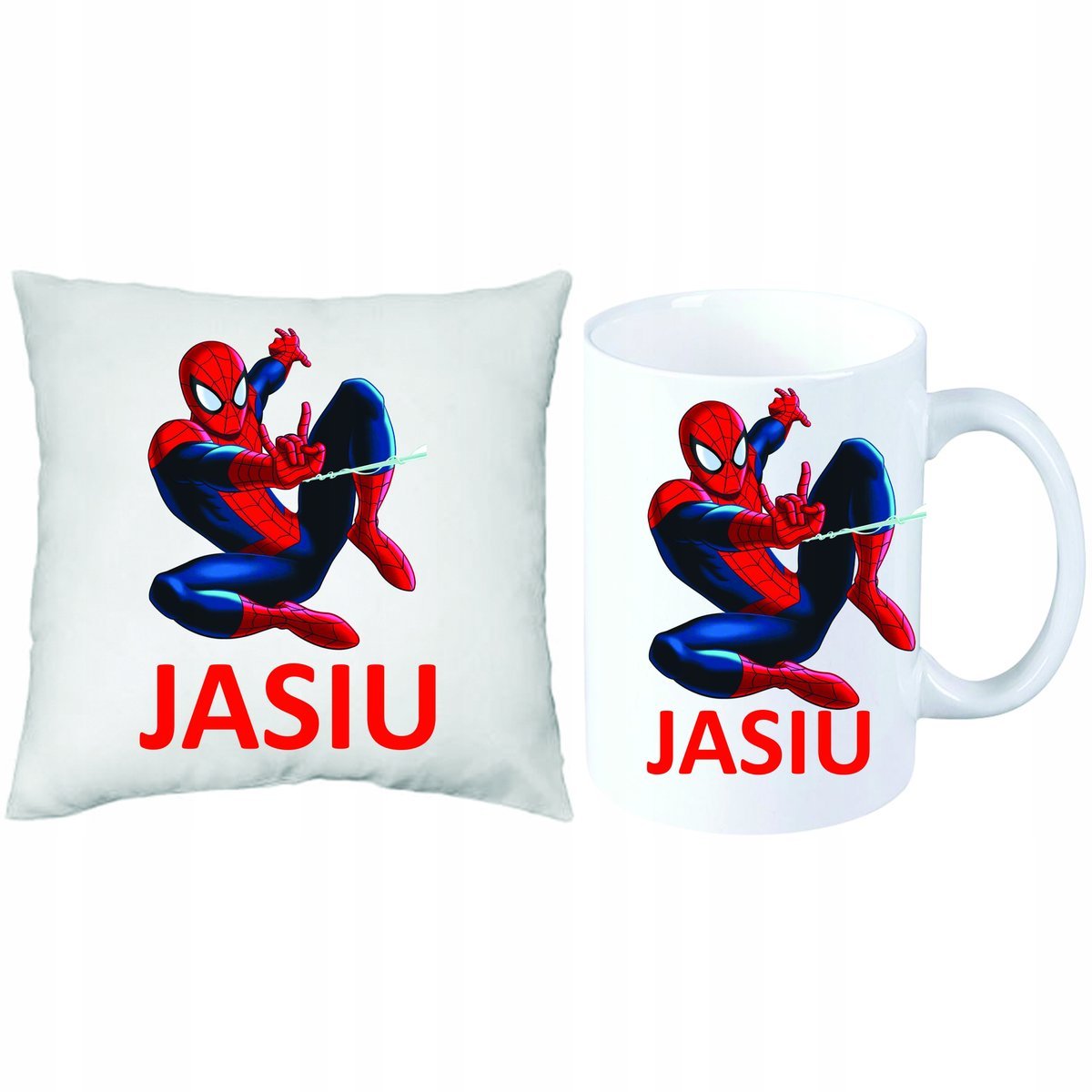 Spider-Man ZESTAW PREZENT PODUSZKA + KUBEK+ IMIĘ