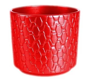 Osłonka ceramiczna na doniczkę czerwona 16 cm - Donice - miniaturka - grafika 1