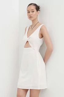 Sukienki - Billabong sukienka bawełniana kolor biały mini dopasowana - grafika 1