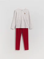 Piżamy dla dziewczynek - Reserved - Świąteczna piżama z bawełny - czerwony - miniaturka - grafika 1