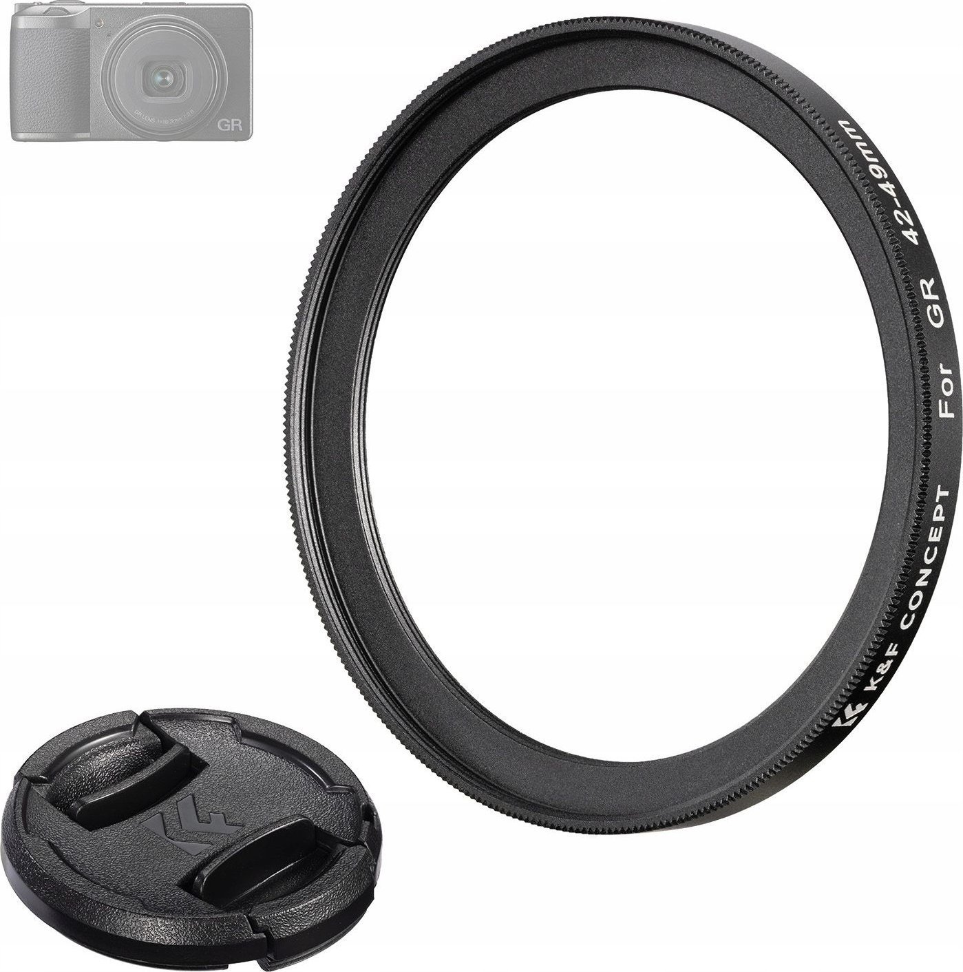 Adapter Redukcja Pierścień 42mm-49mm K&F do Ricoh GR II III IIIx + Dekielek / SKU.2328