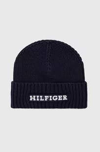 Tommy Hilfiger czapka z domieszką wełny kolor granatowy z grubej dzianiny - Czapki męskie - miniaturka - grafika 1