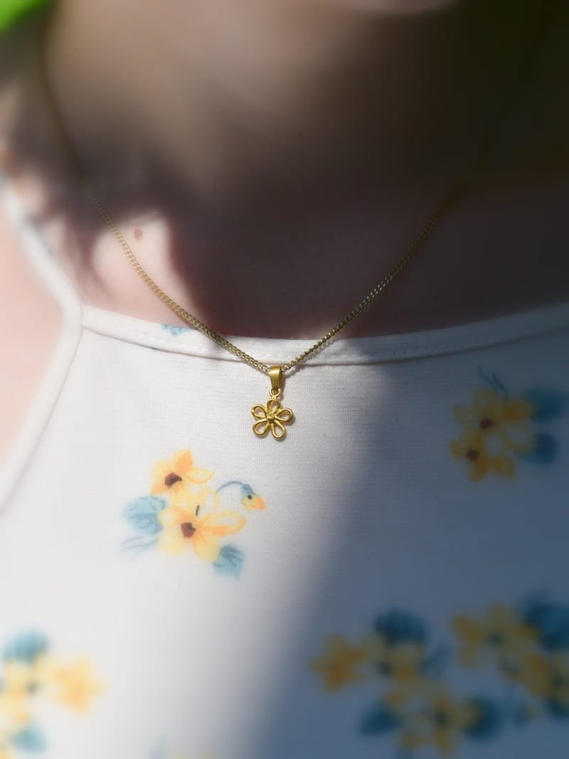 Zawieszka srebrna pozłacana- Ażurowy kwiatuszek