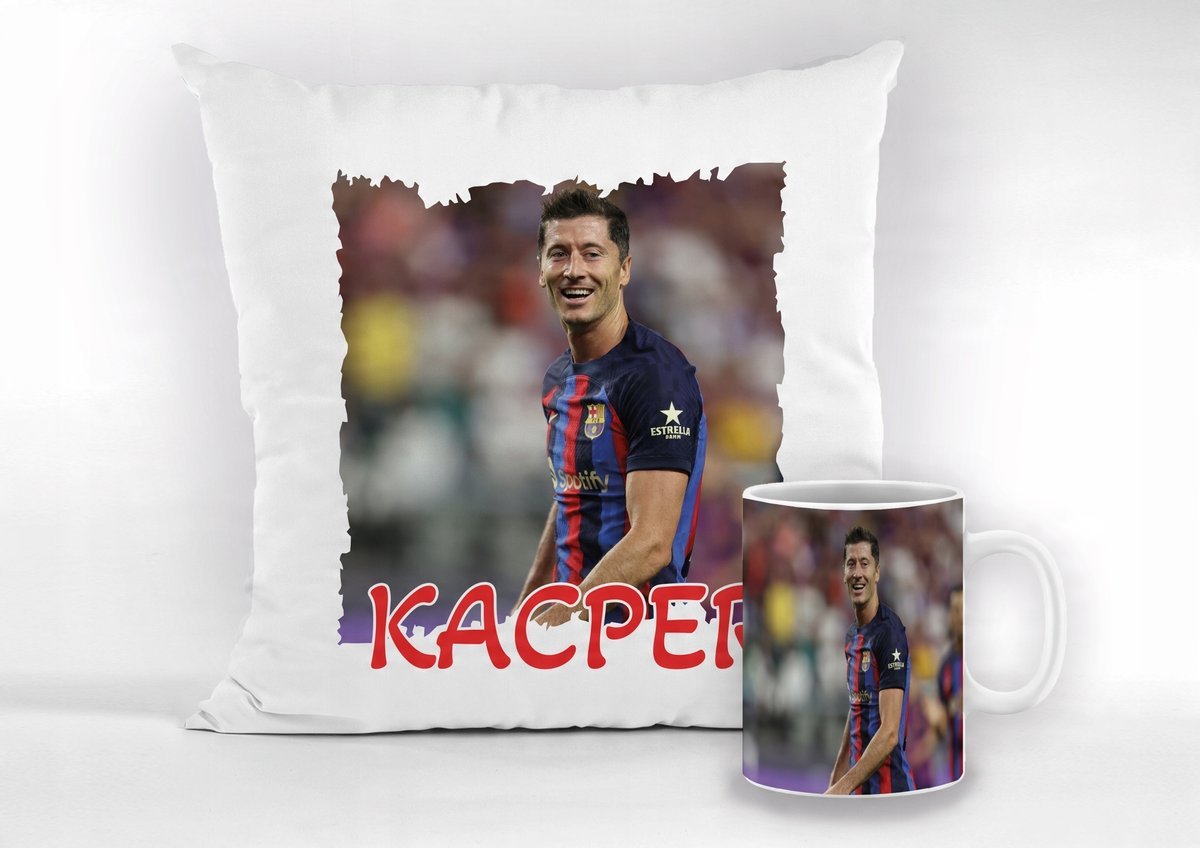 ZESTAW KUBEK + PODUSZKA ROBERT LEWANDOWSKI + IMIĘ