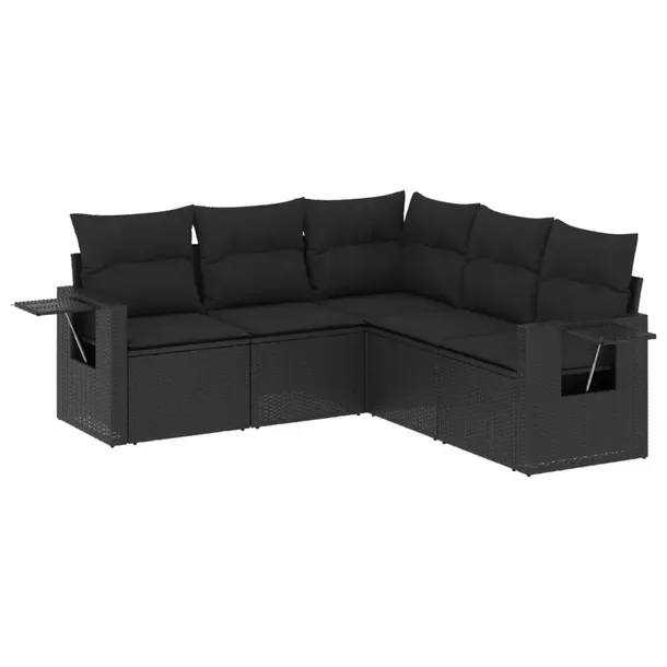 Modułowy zestaw mebli ogrodowych z poduszkami czarny rattan PE 62 x 62 x 6
