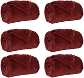 Narzuty - vidaXL Koce narzutowe 6 pcs Bordeaux Czerwony 130 x 150 cm Polar - miniaturka - grafika 1