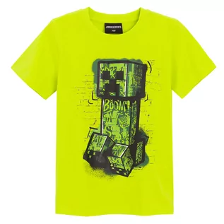 Koszulki dla chłopców - Cool Club, T-shirt chłopięcy, limonkowy, Minecraft - grafika 1