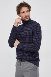Swetry męskie - G-Star Sweter męski kolor granatowy z golfem - grafika 1