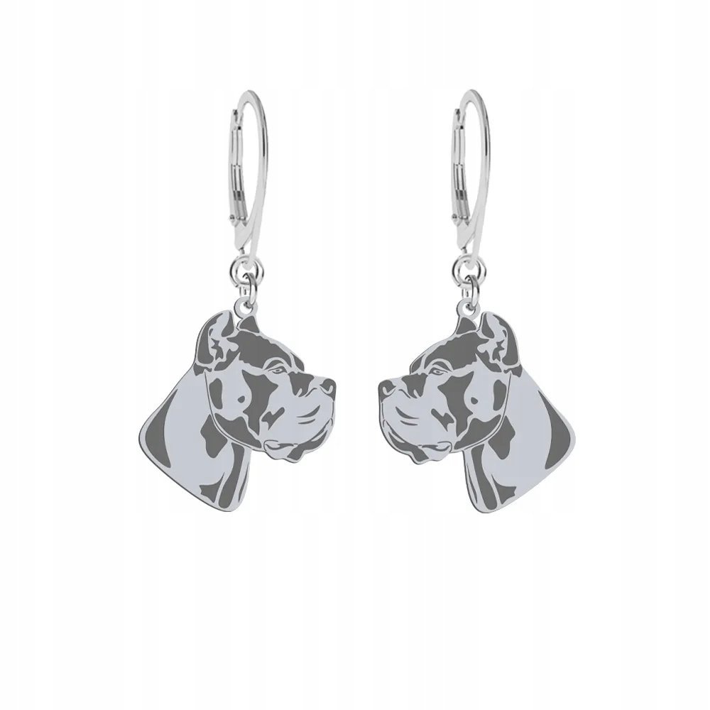 Kolczyki Srebrne z psem Cane Corso 925 Biżuteria Prezent GRAWER GRATIS
