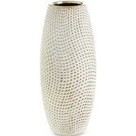 Wazony i flakony - Wazon Ceramiczny Verda 14X14X30 Biały + Złoty - miniaturka - grafika 1