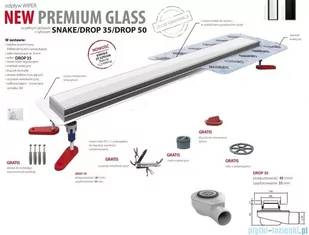 Wiper New Premium White Glass Odpływ liniowy z kołnierzem 110 cm syfon drop 35 poler 500.0381.01.110 | - Syfony - miniaturka - grafika 4