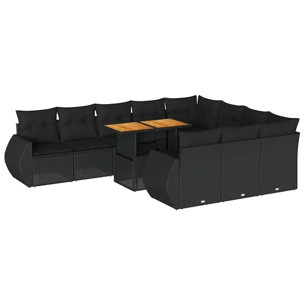 Zestaw wypoczynkowy rattan czarny, 100x55x44/73 cm