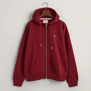 GANT Damska bluza z kapturem Rel Shield Zip Hoodie, Plumped Red, L - Bluzy damskie - miniaturka - grafika 1