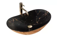 Umywalki - Rea Umywalka nablatowa REA Royal In Black Marble Gold - miniaturka - grafika 1