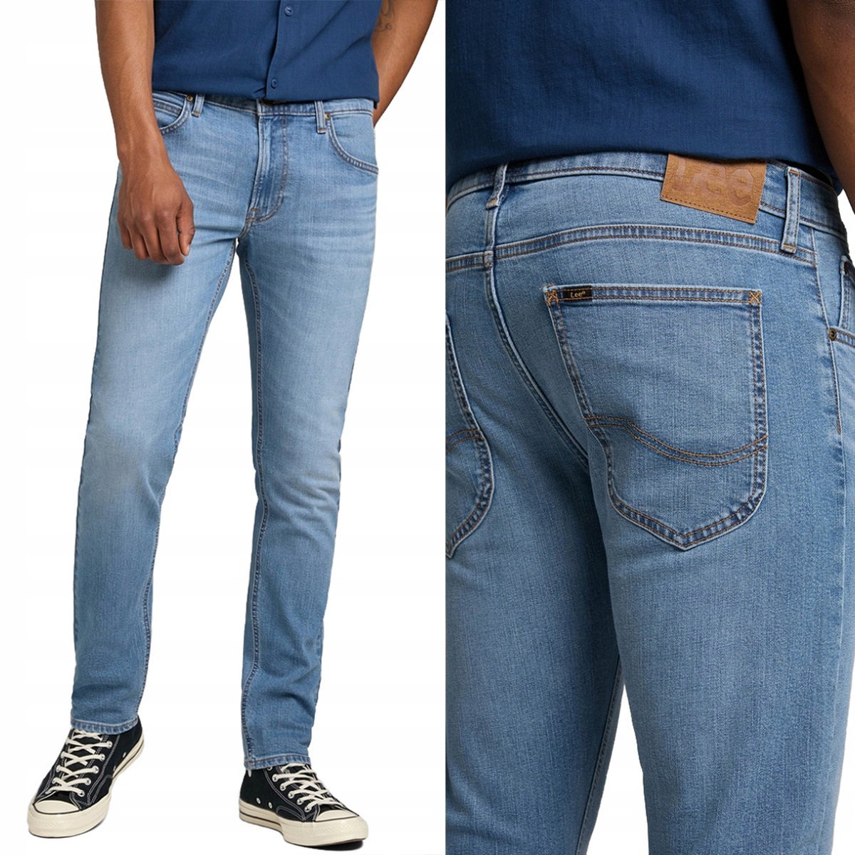 Lee LUKE SLIM Fresh Mid Worn In mocno zwężane spodnie jeansowe W29 L30