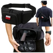 Akcesoria podróżnicze - Nerka Saszetka na Broń Krótką Taktyczna Czarna Tkanina Oxford Duża kieszeń - miniaturka - grafika 1