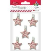 Decoupage - Titanum Klamerki drewniane z dekorem gwiazdki 5 szt. - miniaturka - grafika 1