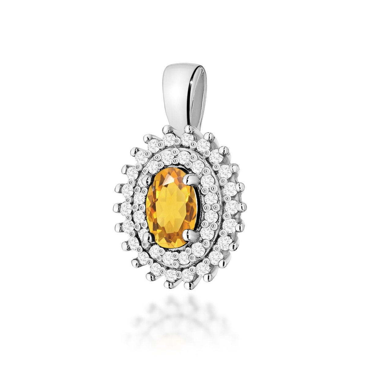 Złota zawieszka / wisiorek Cytryn 0,60ct białe złoto pr. 585