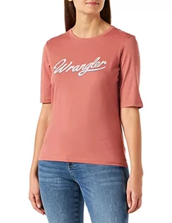 Koszulki i topy damskie - Wrangler Damska koszulka z krótkim rękawem 3-4, różowa, rozmiar S - grafika 1