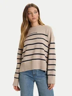 Swetry damskie - Guess Jeans Sweter W5BR03 Z3HM1 Beżowy Relaxed Fit - miniaturka - grafika 1