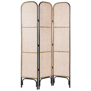 3-panelowy składany parawan pokojowy rattanowy 105 x 180 cm naturalny z czarnym POTENZA - Parawany - miniaturka - grafika 1