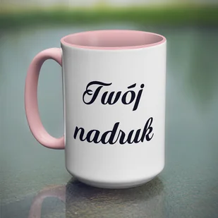 Duży kubek XXL z różowym wnętrzem i uszkiem z Twoim nadrukiem - Kubki - miniaturka - grafika 1