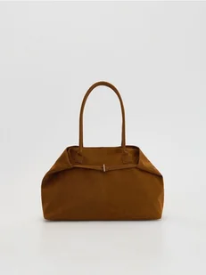 Reserved - Torebka shopper z imitacji zamszu - brązowy - Torebki damskie - miniaturka - grafika 1
