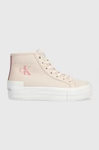 Calvin Klein Jeans trampki BOLD VULC FLATF MID CS ML BTW damskie kolor różowy - Trampki damskie - miniaturka - grafika 1
