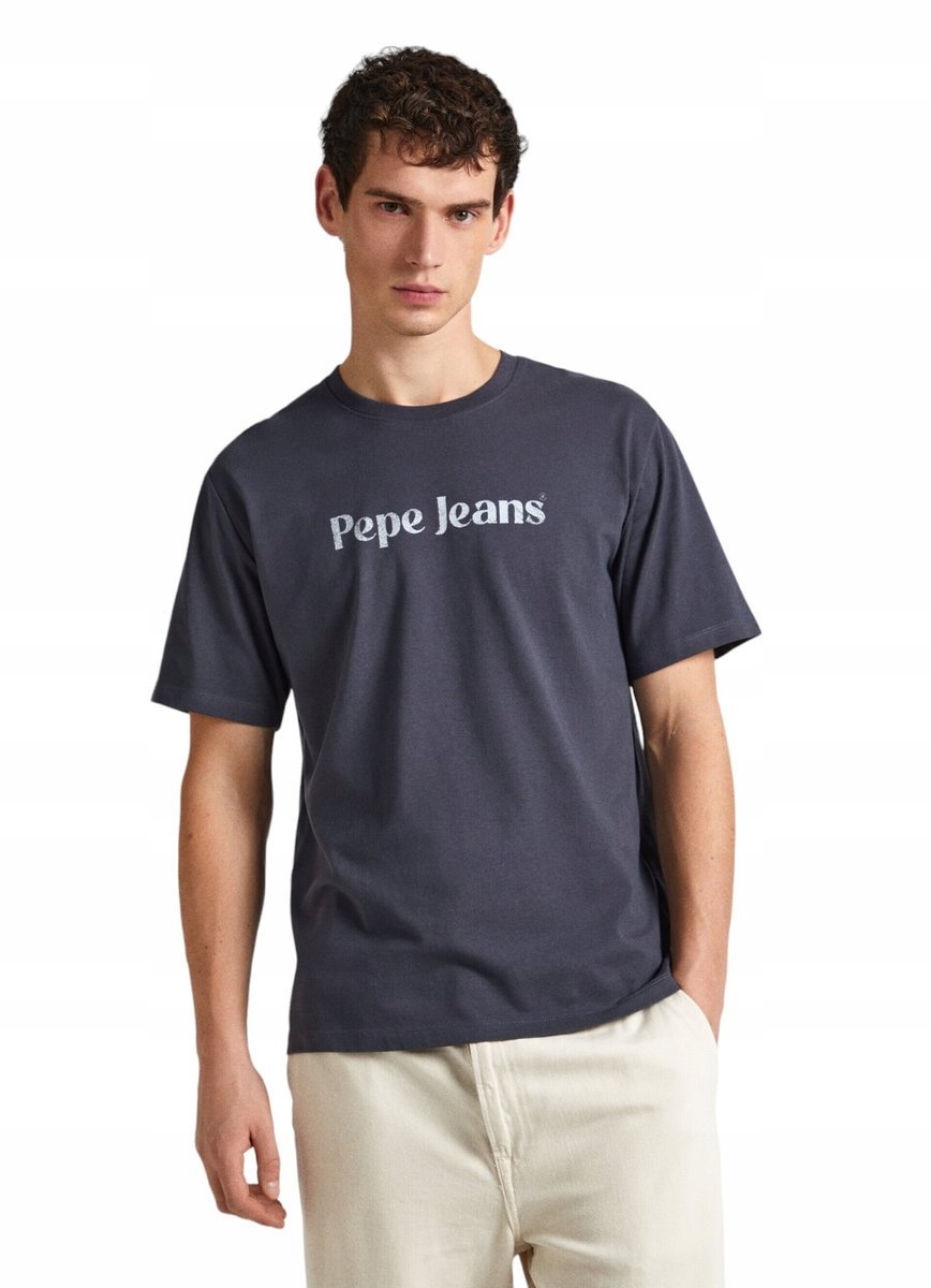 Pepe Jeans Koszulka Męska T-Shirt Clifton Future Grafitowa R.L