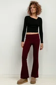 Spodnie sportowe damskie - Spodnie dzwony z dzianiny dresowej z kantem, T414, bordo - miniaturka - grafika 1