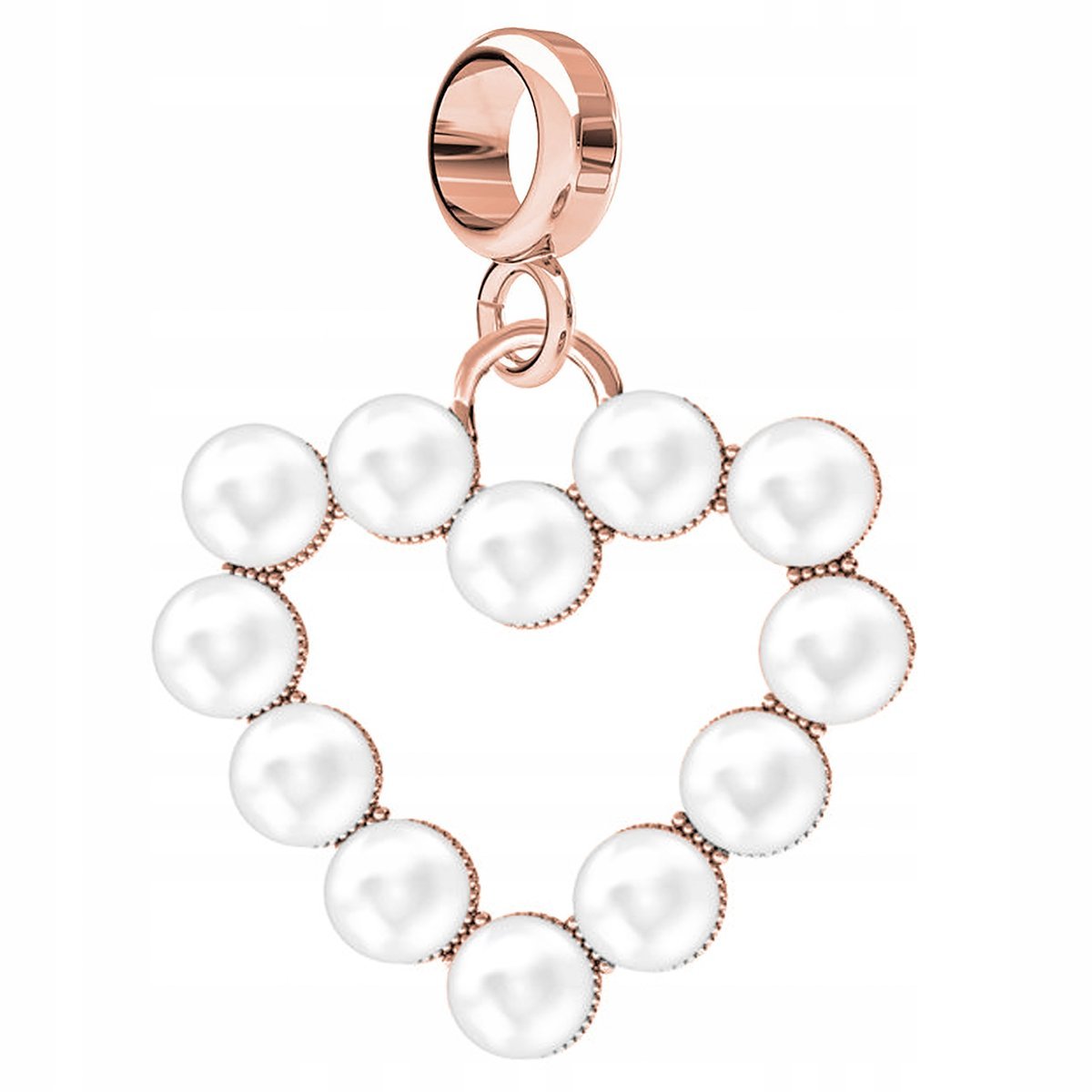 Charms Serce z Perłami różowe złoto srebro