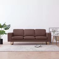 Sofy i kanapy - vidaXL vidaXL 3-osobowa sofa tapicerowana tkaniną, brązowa - miniaturka - grafika 1
